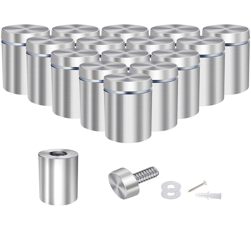 Osring 1 x 1 Inch Sign Standoffs Mounting Hardware 16 Pack, Wall Screw Standoff Holder Stainless Steel Advertising Nails for Displaying Acrylic Board and Signage, Silver - Image 1
